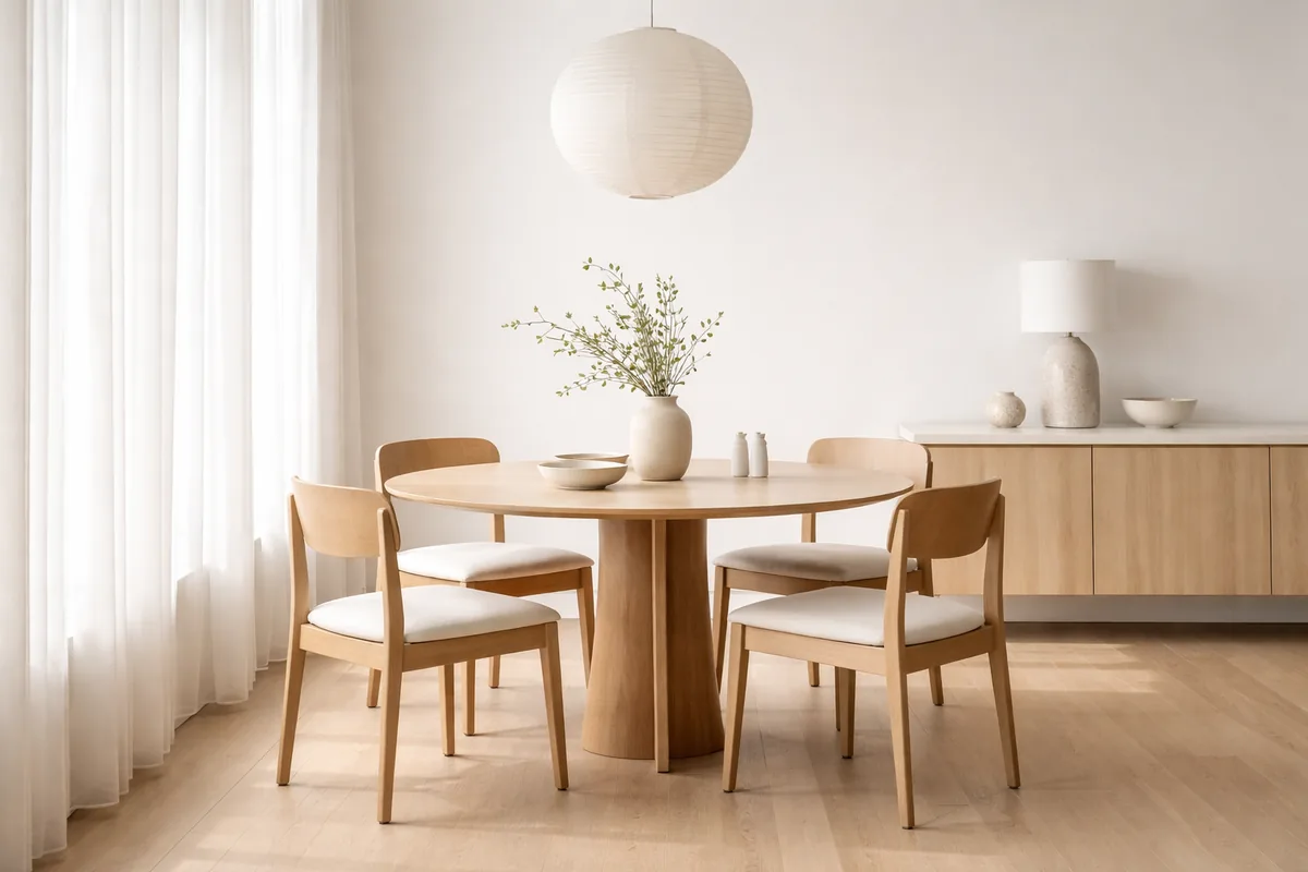 What are the essential items for a minimalist dining area?