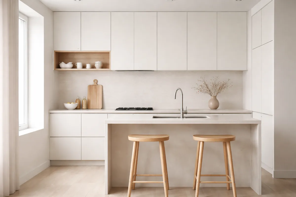 What color palette works best for a minimalist kitchen?