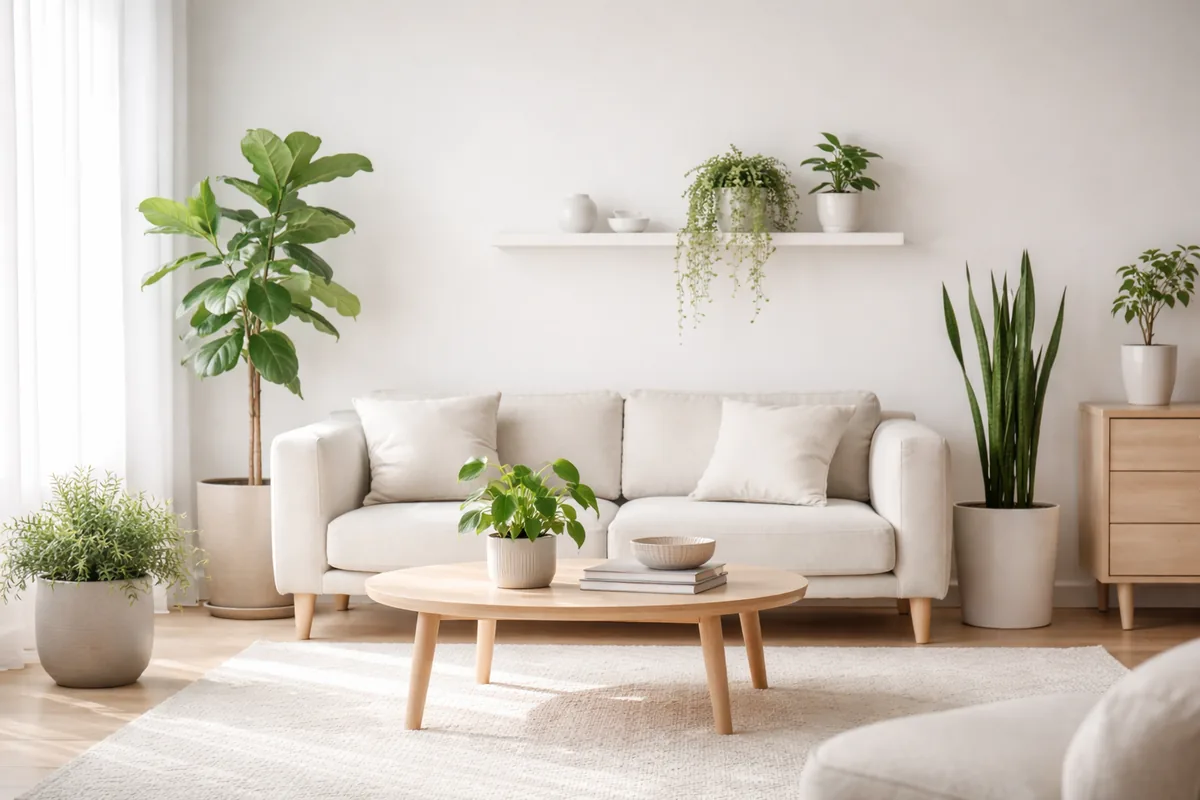 How many plants should I include in a minimalist space?
